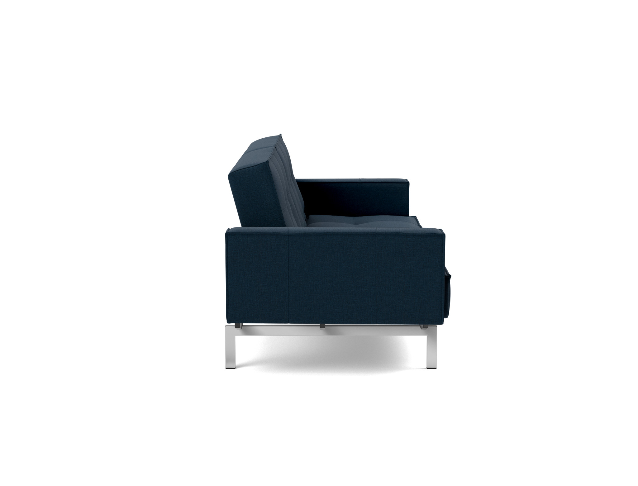 Schlafsofa Splitback mit Armlehnen Flachgewebe Mixed Dance 528-Blue Beine Chrom