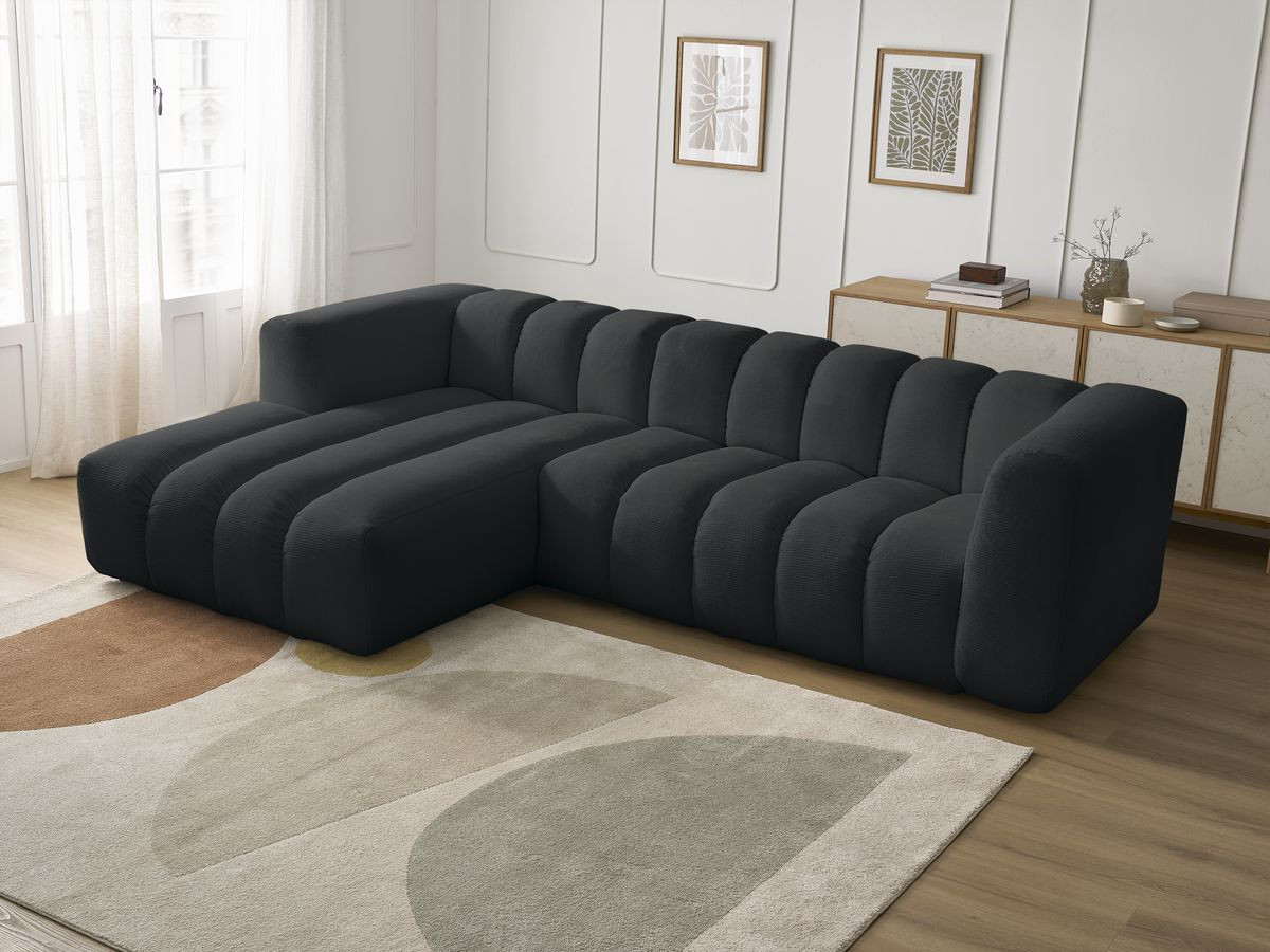 Bobochic Talia Ecksofa Melange-Stoff Schwarz Ecke links