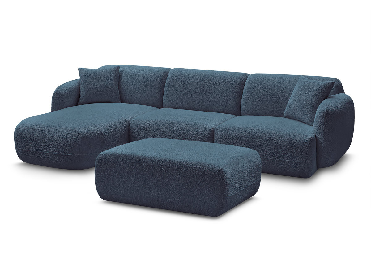 Bobochic Anda Ecksofa mit Pouf 292 × 163 cm Chenille Hellblau Ecke links