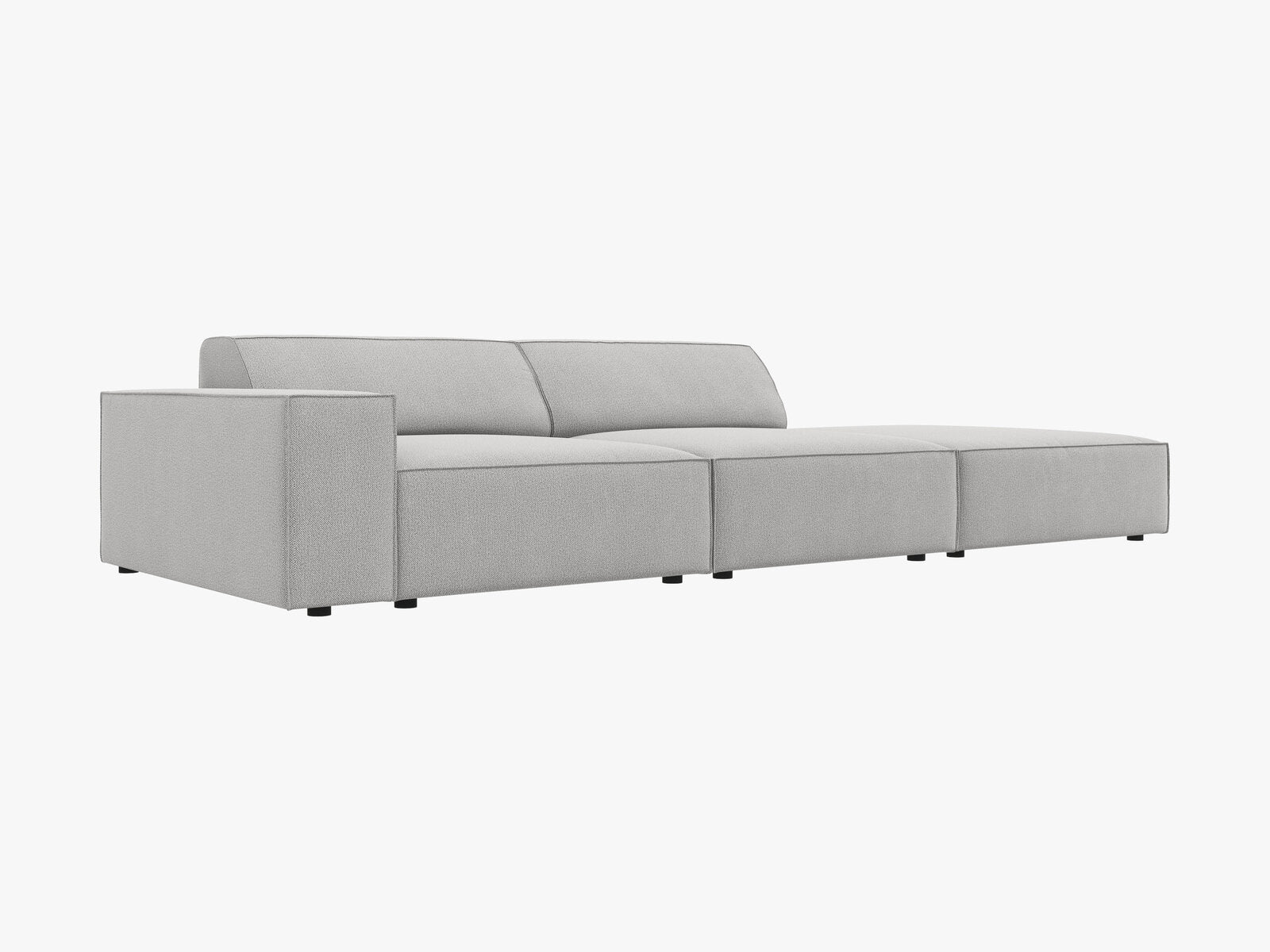 Micadoni Sofa Jodie 3-Sitzer Rechts Strukturierter Stoff Megan Hellgrau