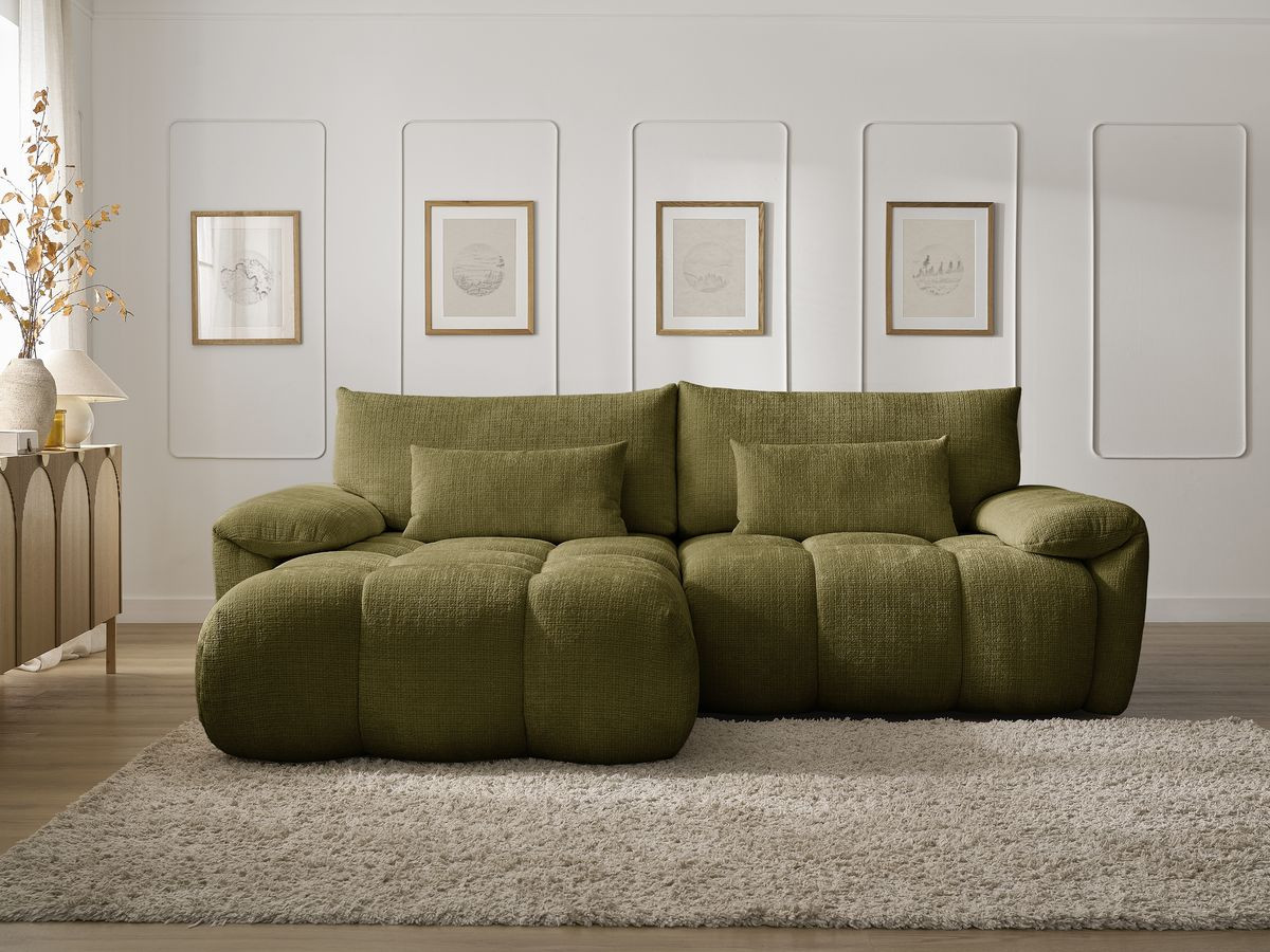 Bobochic Ivane Ecksofa Strukturstoff Grün Ecke links