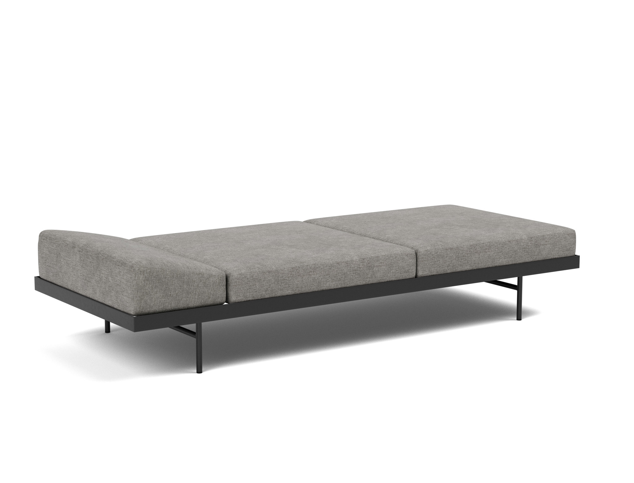 Tagesbett Puri Flachgewebe Avella 282-Warm-Grey Beine mit Eichentisch
