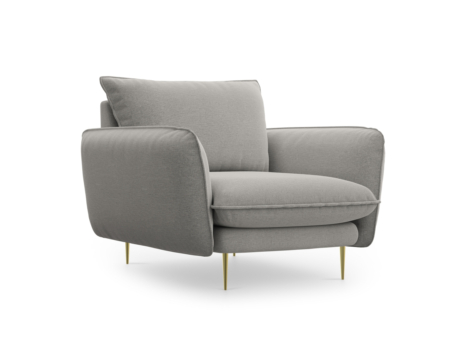Cosmopolitan Design Sessel Vienna Strukturierter Stoff Asgard/Positano Hellgrau Beine Gold