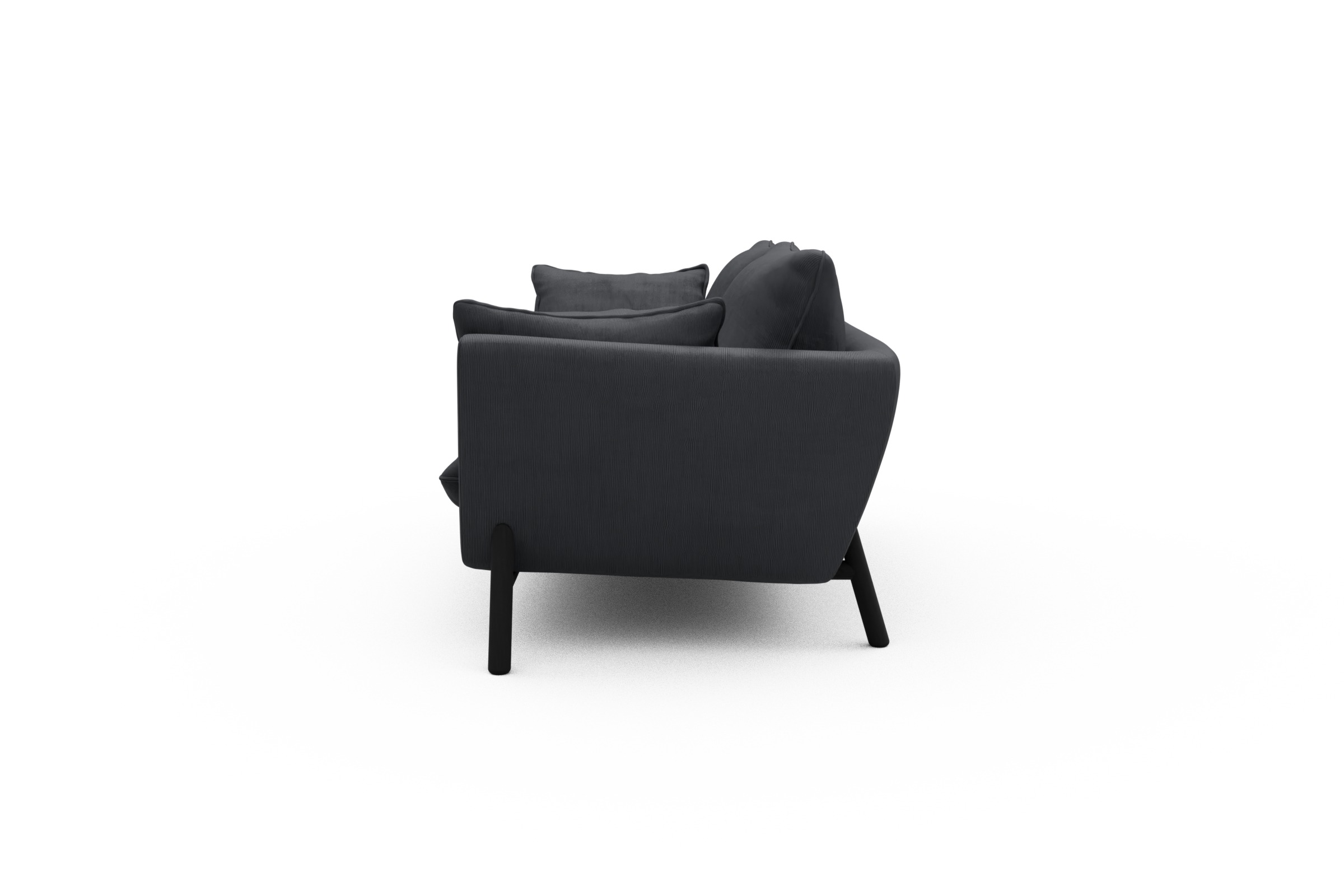 Sofa Emil 2-Sitzer Beinfarbe Eiche Schwarz Cordufine-Slate-Grey