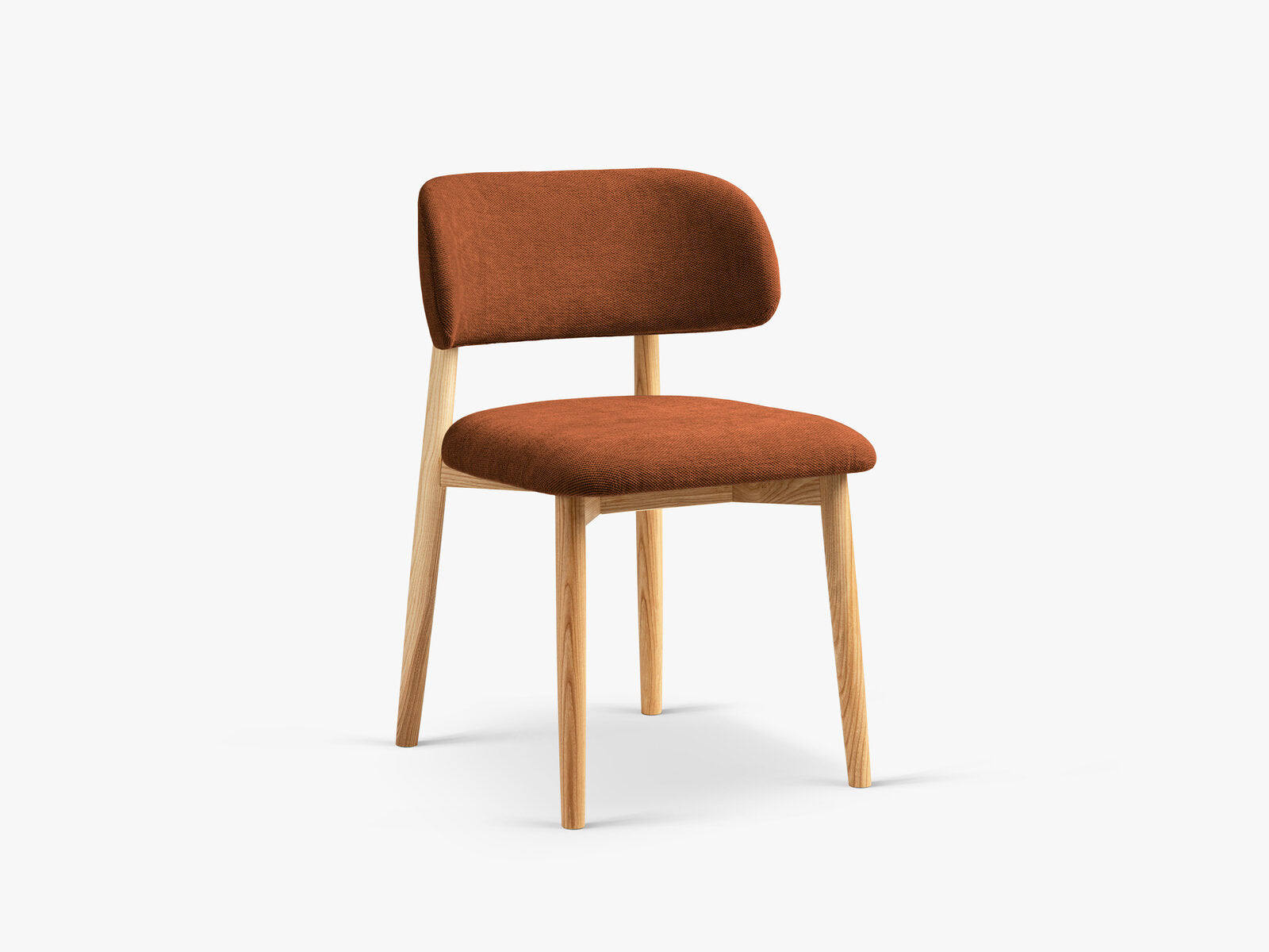 Micadoni Stuhl Evan Chenille Rebel Orange Natürliches Buchenholz