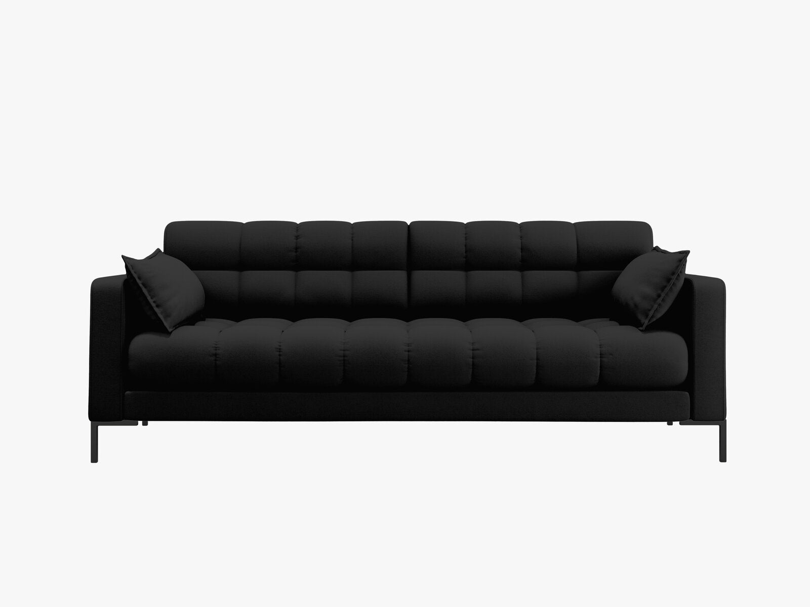 Micadoni Sofa Mamaia 3-Sitzer Strukturierter Stoff Neve Schwarz schwarze Beine
