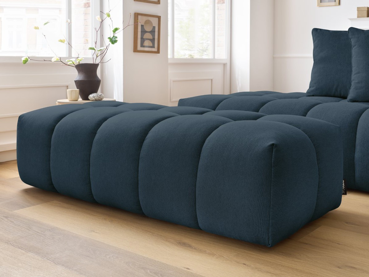 Bobochic Mont-blanc Ecksofa mit Pouf Melange-Stoff Dunkelblau Ecke rechts