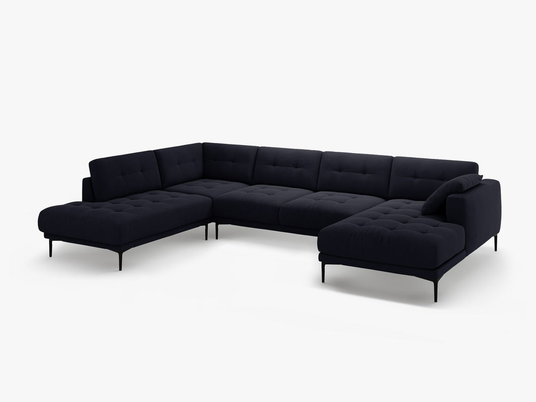 Micadoni Panorama Ecksofa Bemy 7-Sitzer Links Samt Königsblau