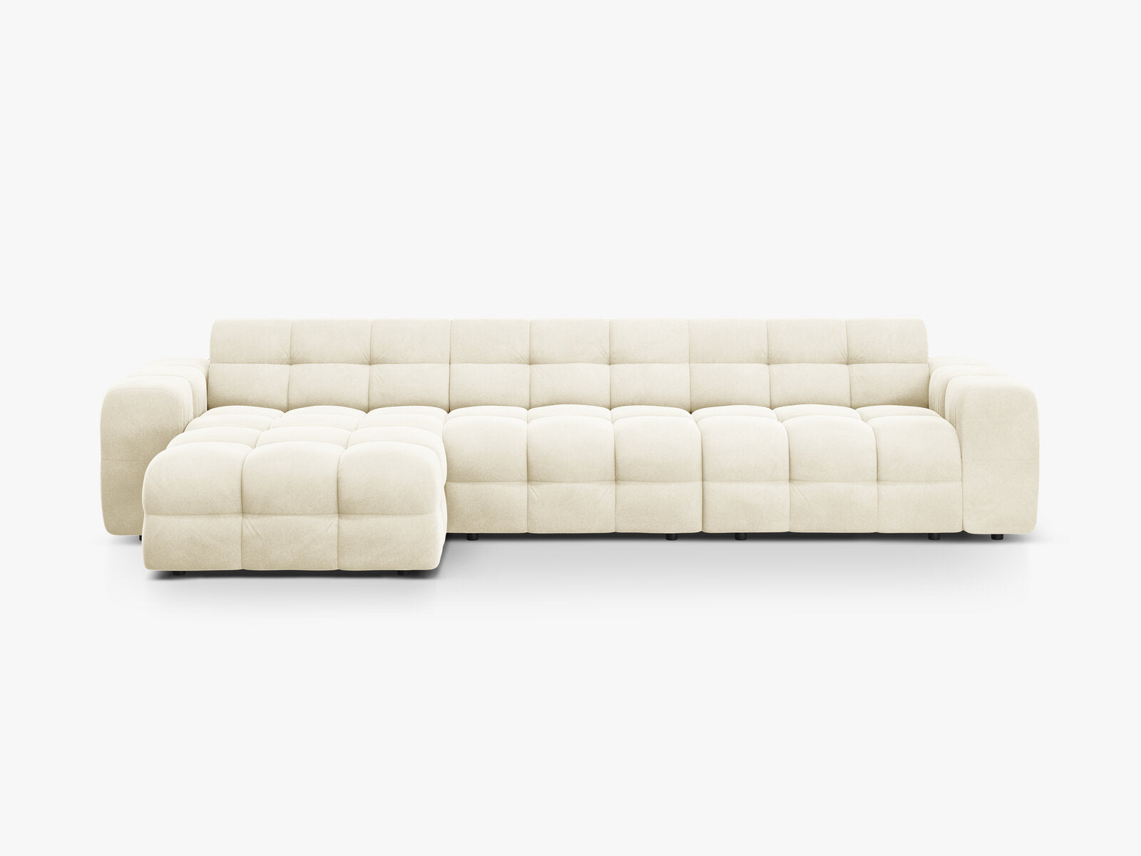 Micadoni Ecksofa Kendal 5-Sitzer Links Samt Elfenbein