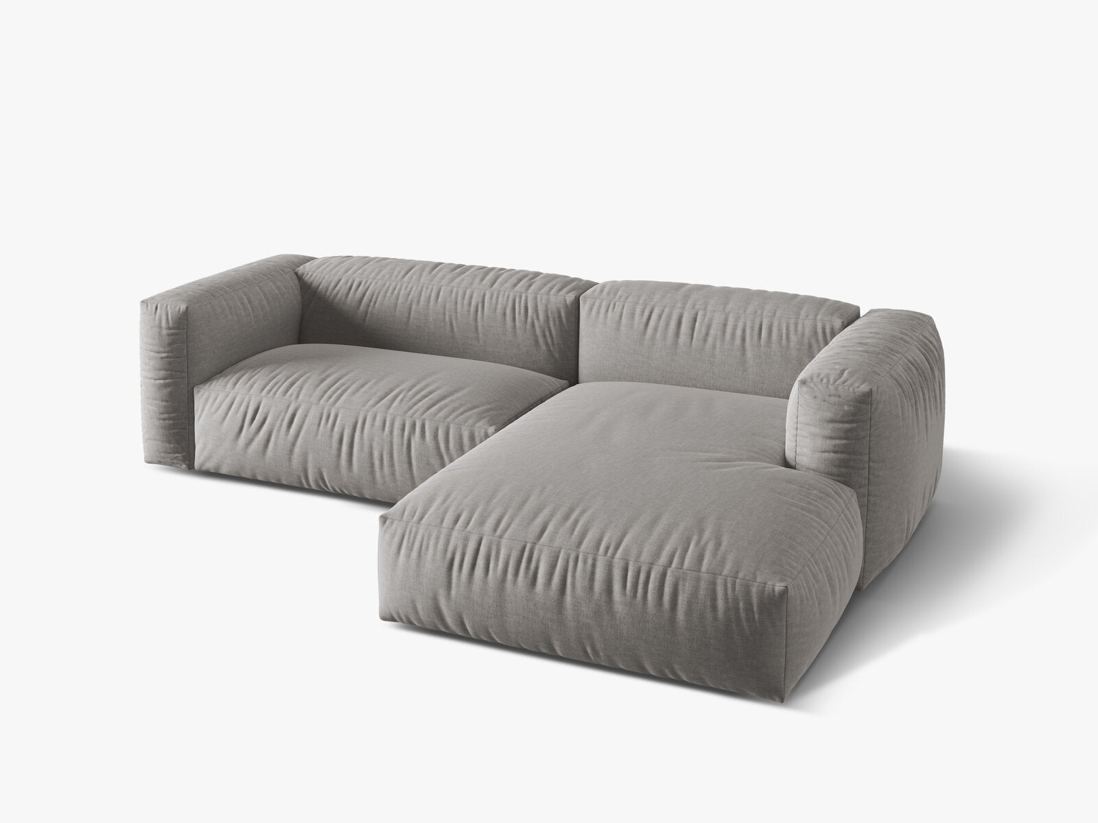 Micadoni Ecksofa Martina 2-Sitzer Rechts Strukturierter Stoff Boston Hellgrau