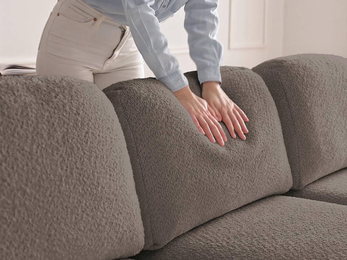 Bobochic Montaigne Wohnlandschaft Bouclé-Stoff Braun Ecke rechts