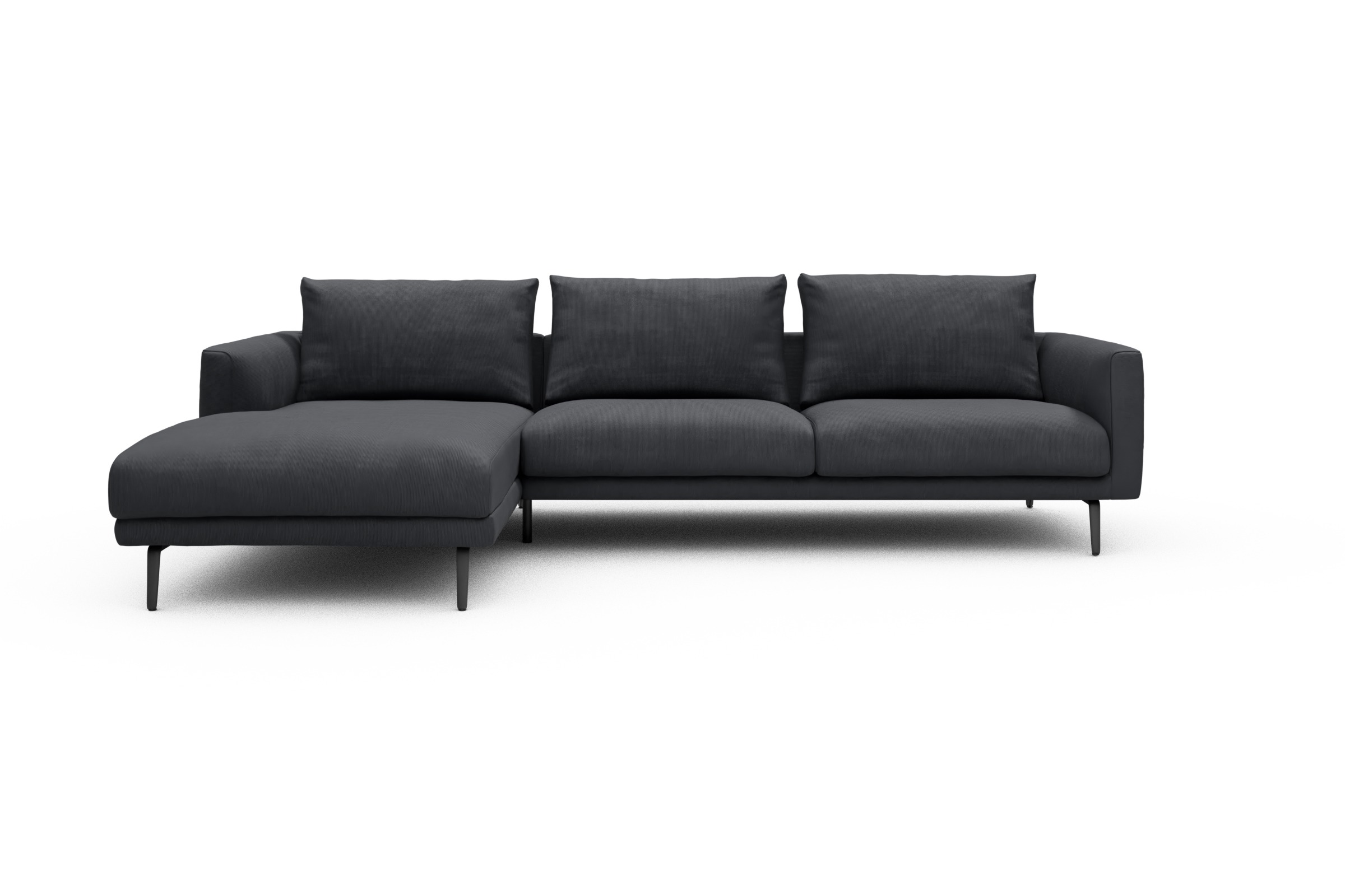 Skandi Home Ecksofa Karl Chaiselongue links mit 2,5-Sitzer Cordufine-Slate-Grey moebelfaktor