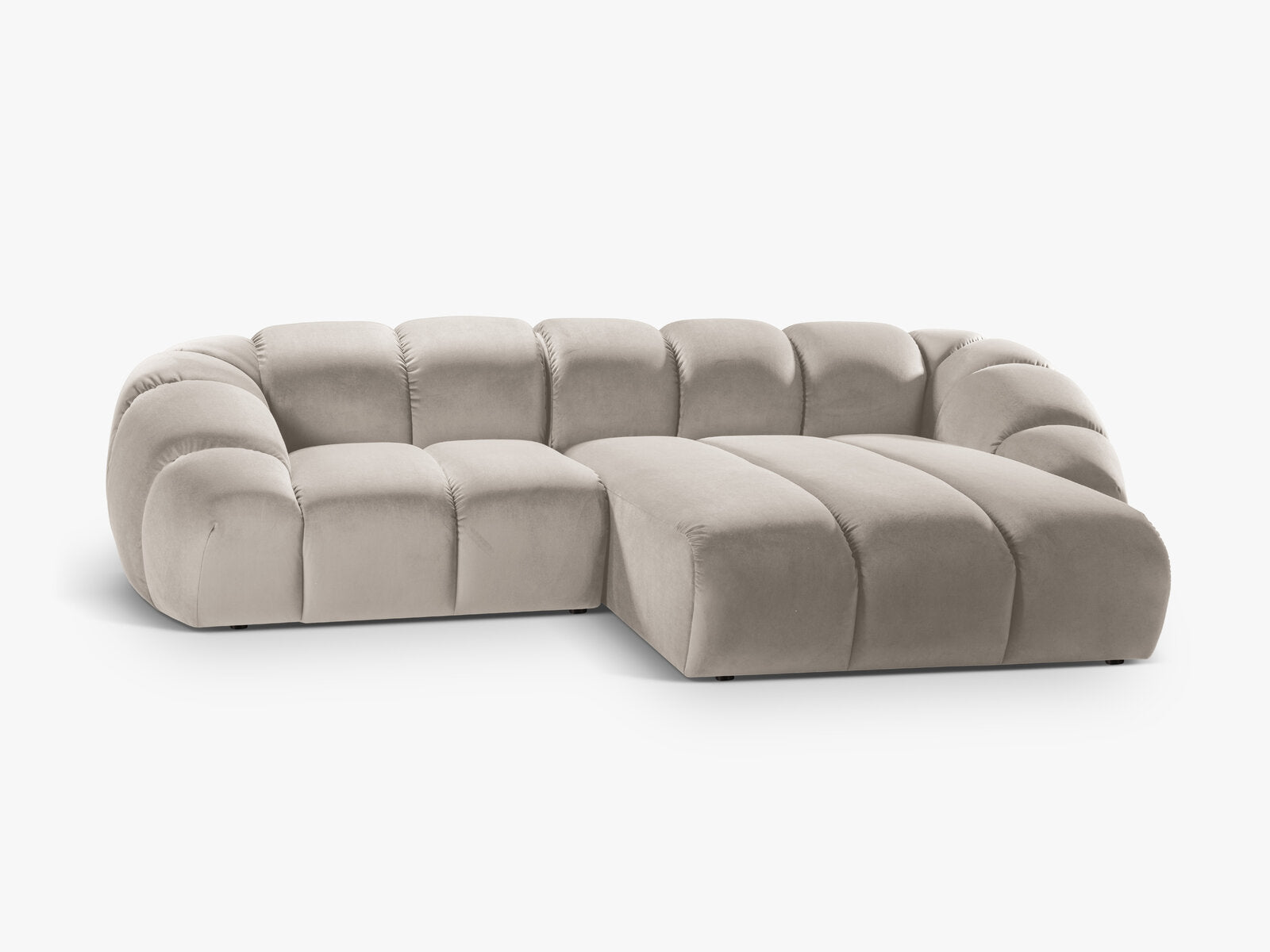 Micadoni Ecksofa Diana 3-Sitzer Rechts Samt Beige
