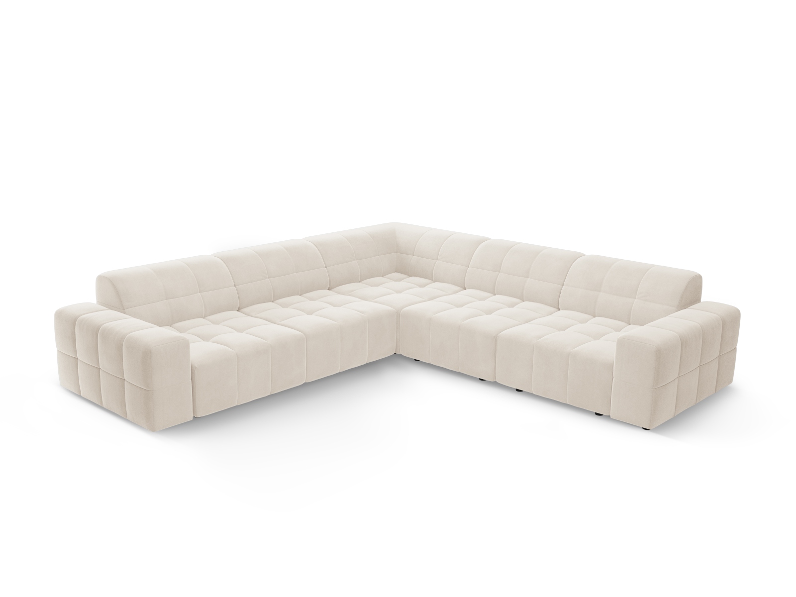 Cosmopolitan Design Symmetrisches Ecksofa Chicago 4-Sitzer Samt Bluvel Helles Beige