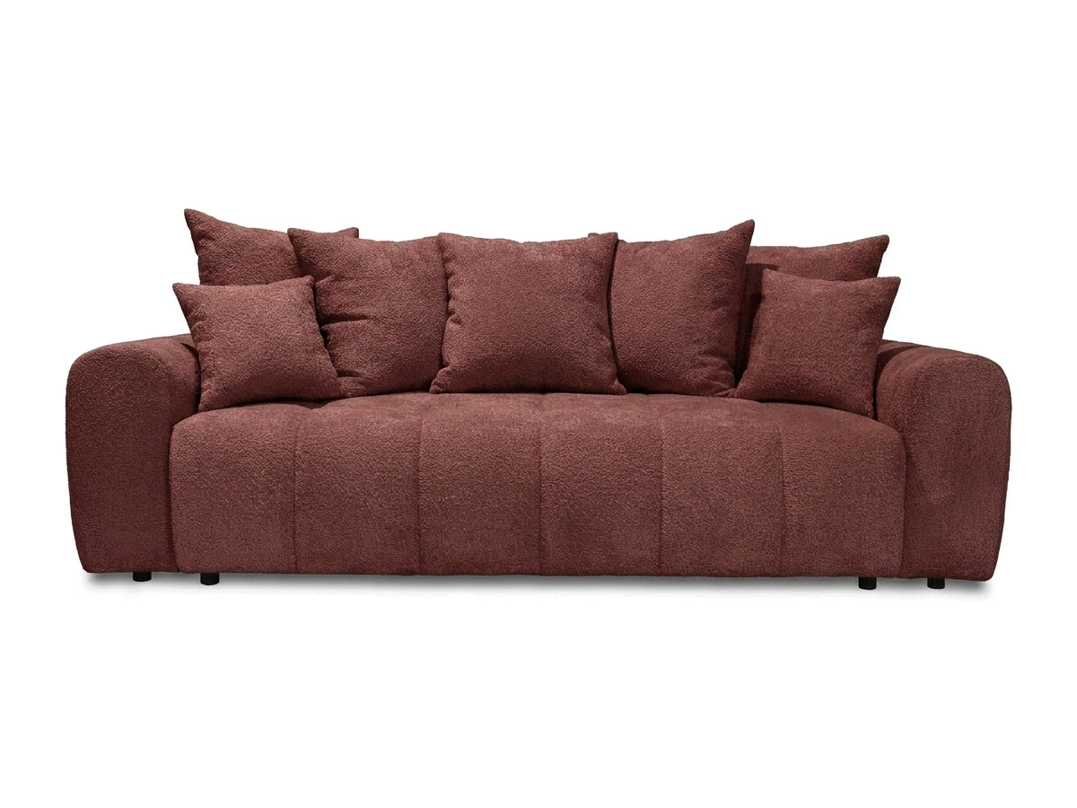 Bobochic Roxelane Schlafsofa 3-Sitzer mit Bettkasten Bouclé-Stoff Rot