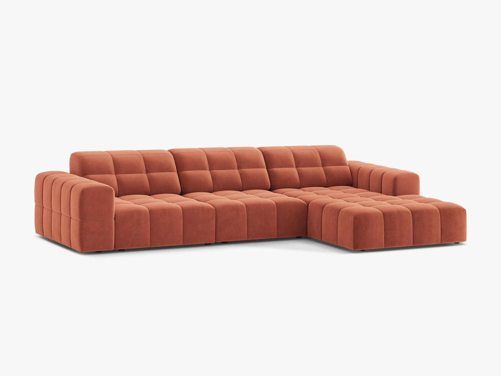 Micadoni Ecksofa Jennifer 4-Sitzer Samt Venus Koralle Rechts