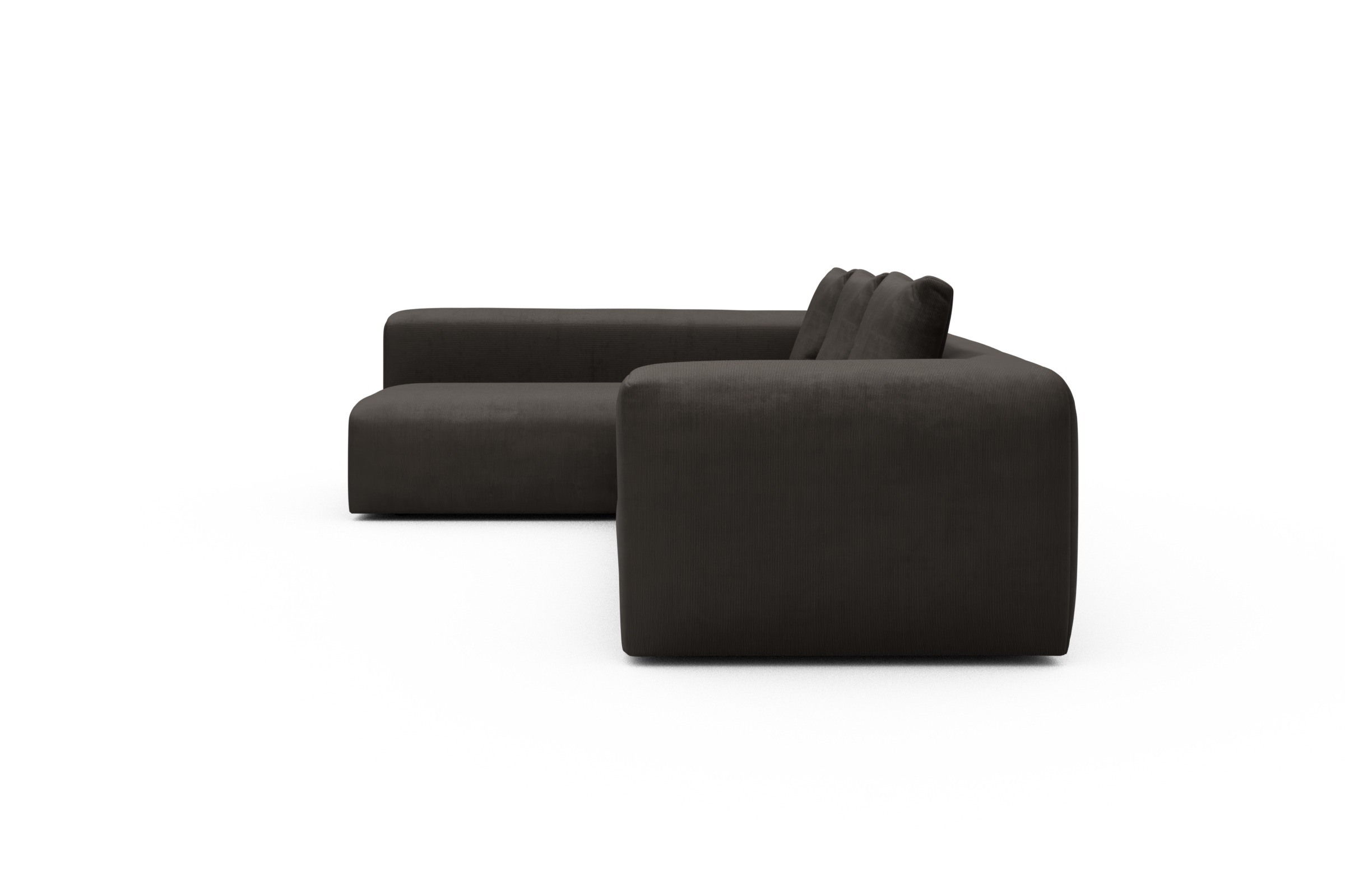 Ecksofa Fred 2x 2,5-Sitzer links offen Cordufine-Taupe