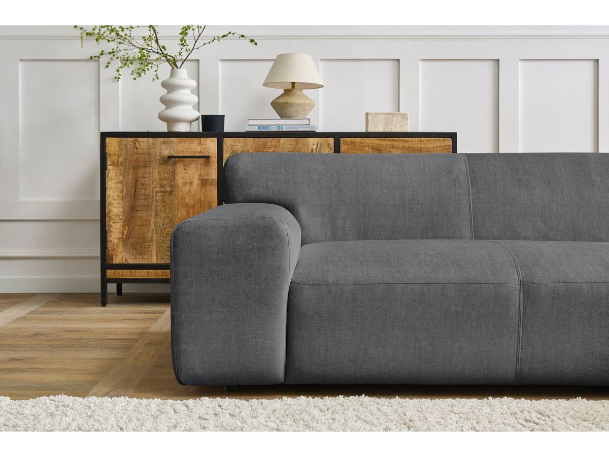 Bobochic Lavena Ecksofa 272 × 220 cm Samt Dunkelgrau Ecke rechts