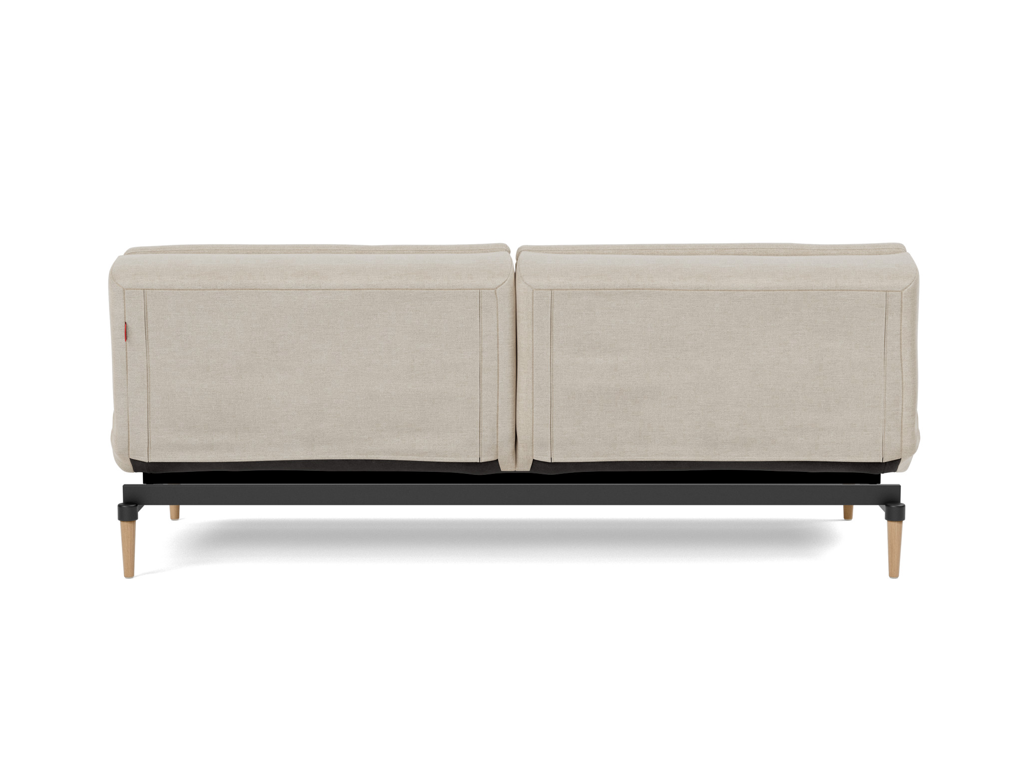 Schlafsofa Dublexo Flachgewebe Phobos 586-Latte Beine Styletto Eiche hell