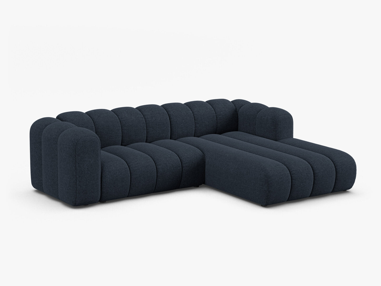 Micadoni Modulares Ecksofa Lupine 4-Sitzer mittelgroß Rechts Chenille Eden Marineblau