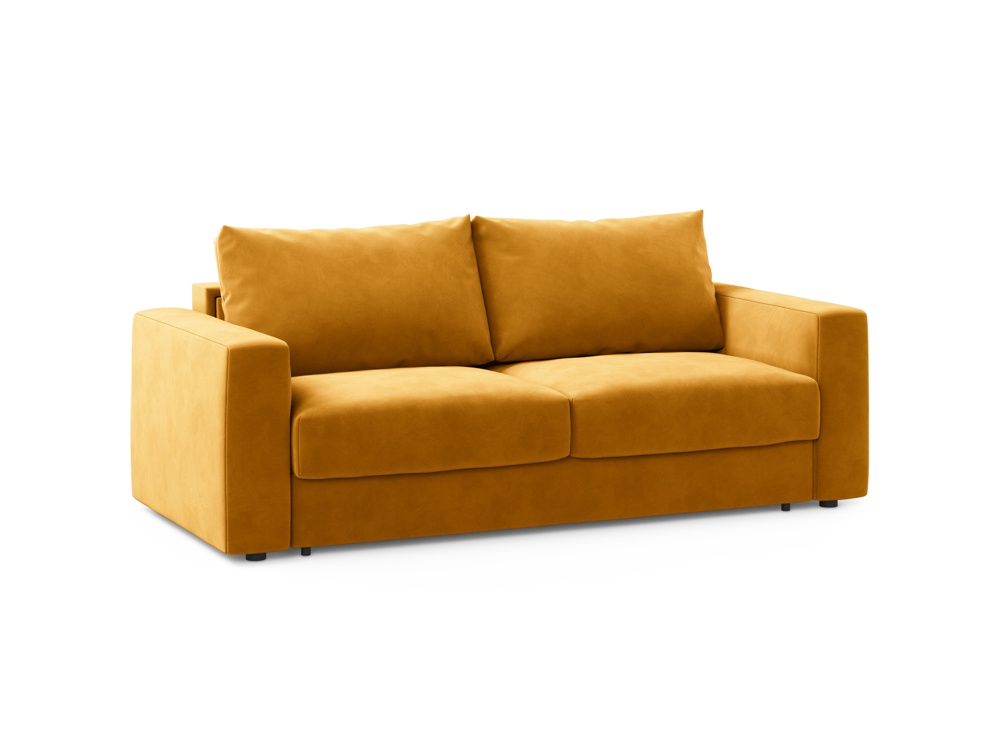 Cosmopolitan Design Schlafsofa Grena 3-Sitzer mit Bettkasten Samt Salvador Gelb