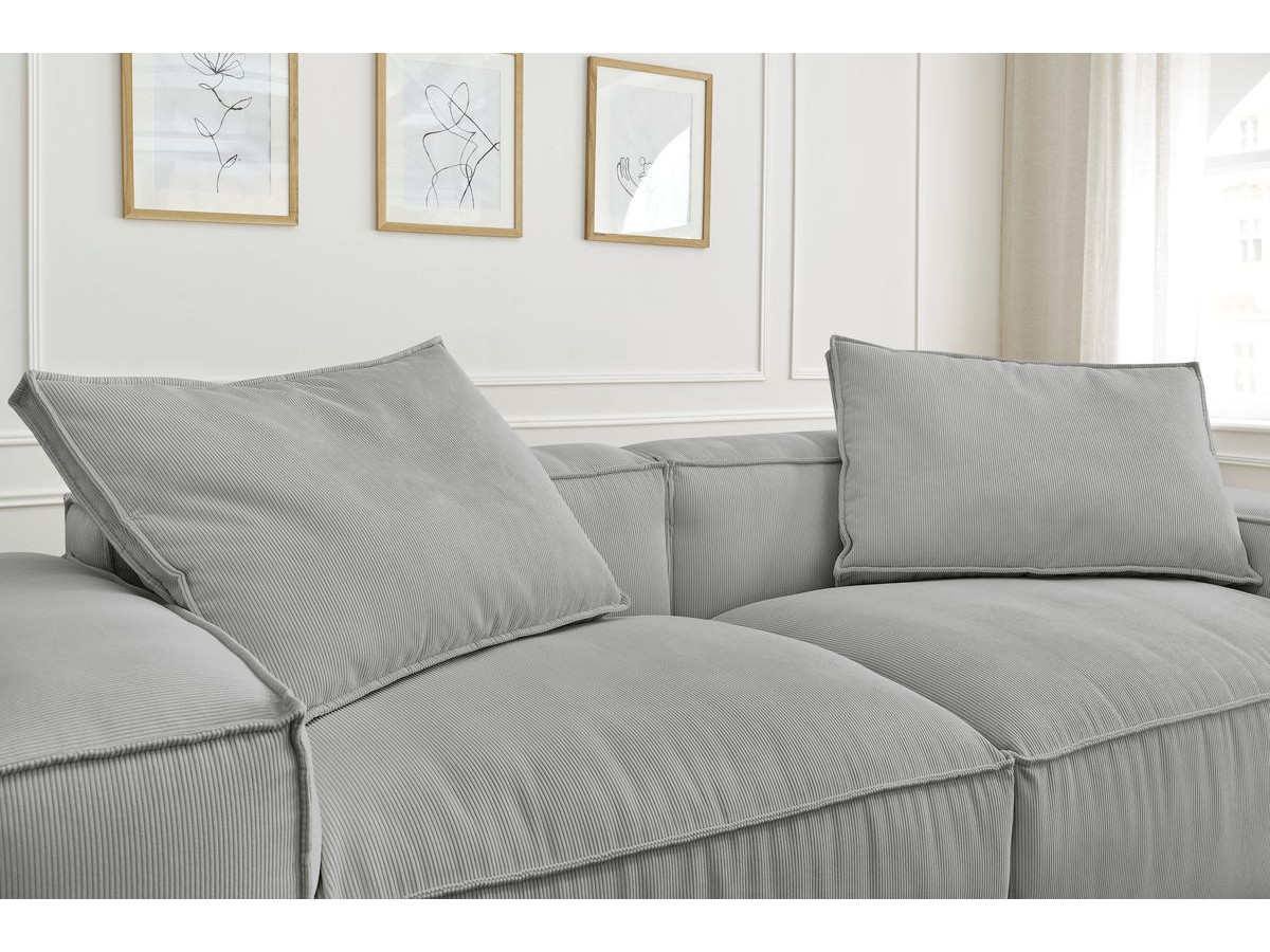 Bobochic Boheme Sofa 3-Sitzer Cordsamt Hellgrau