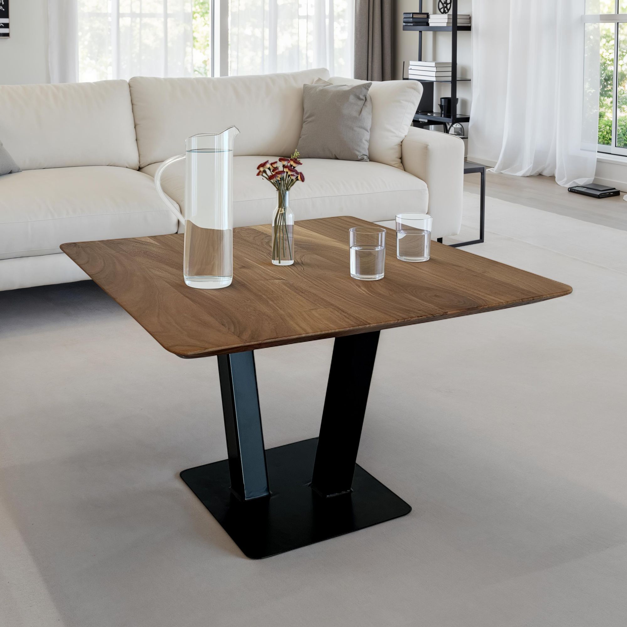 Couchtisch Hjelme Massivholz Akazie 60 × 60 × 40 cm