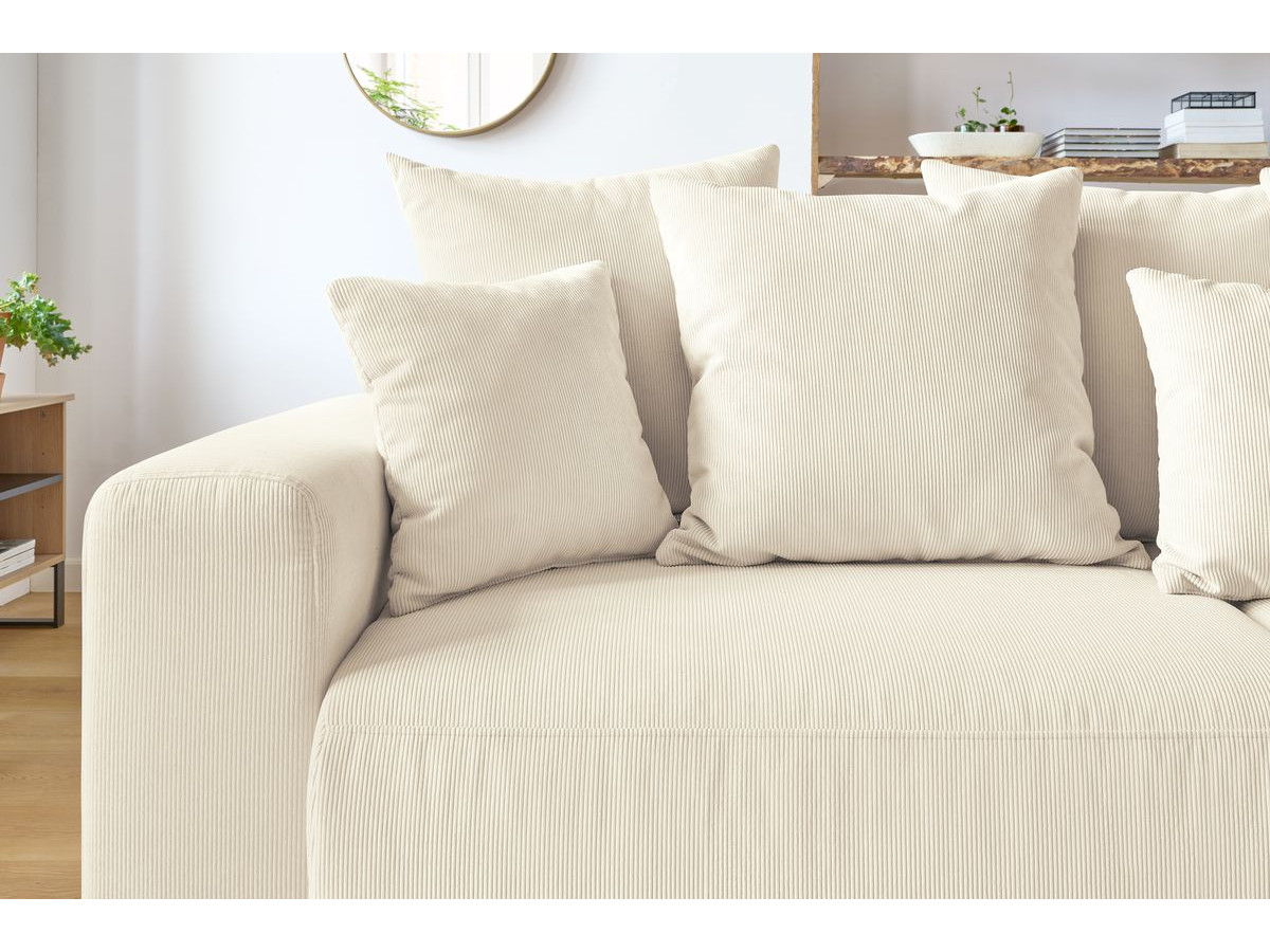 Bobochic Envy Schlafsofa 3-Sitzer mit Bettkasten und Pouf Cordsamt Beige