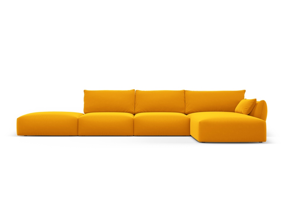 Cosmopolitan Design Ecksofa Matera 5-Sitzer offen Samt Salvador Gelb Rechts