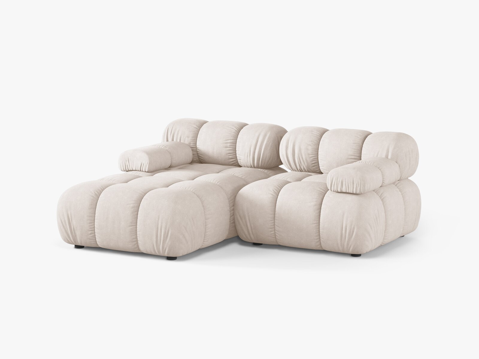 Micadoni Modulares Ecksofa Bellis 3-Sitzer Links Strukturierter Stoff Liberty Beige