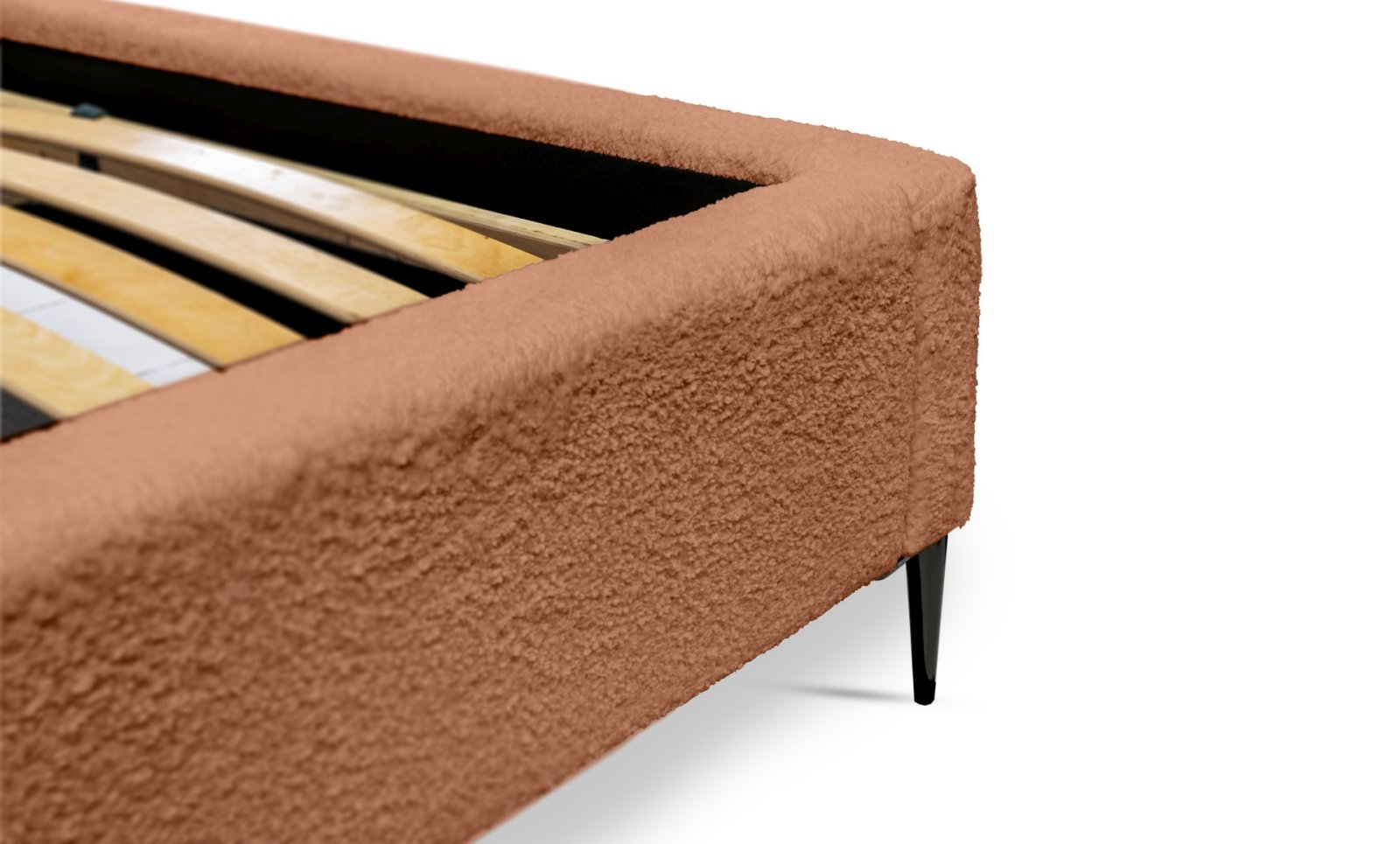 Polsterbett Tano Boucle 180x200 mit Holzrahmen Euphoria 09 Deep Terra