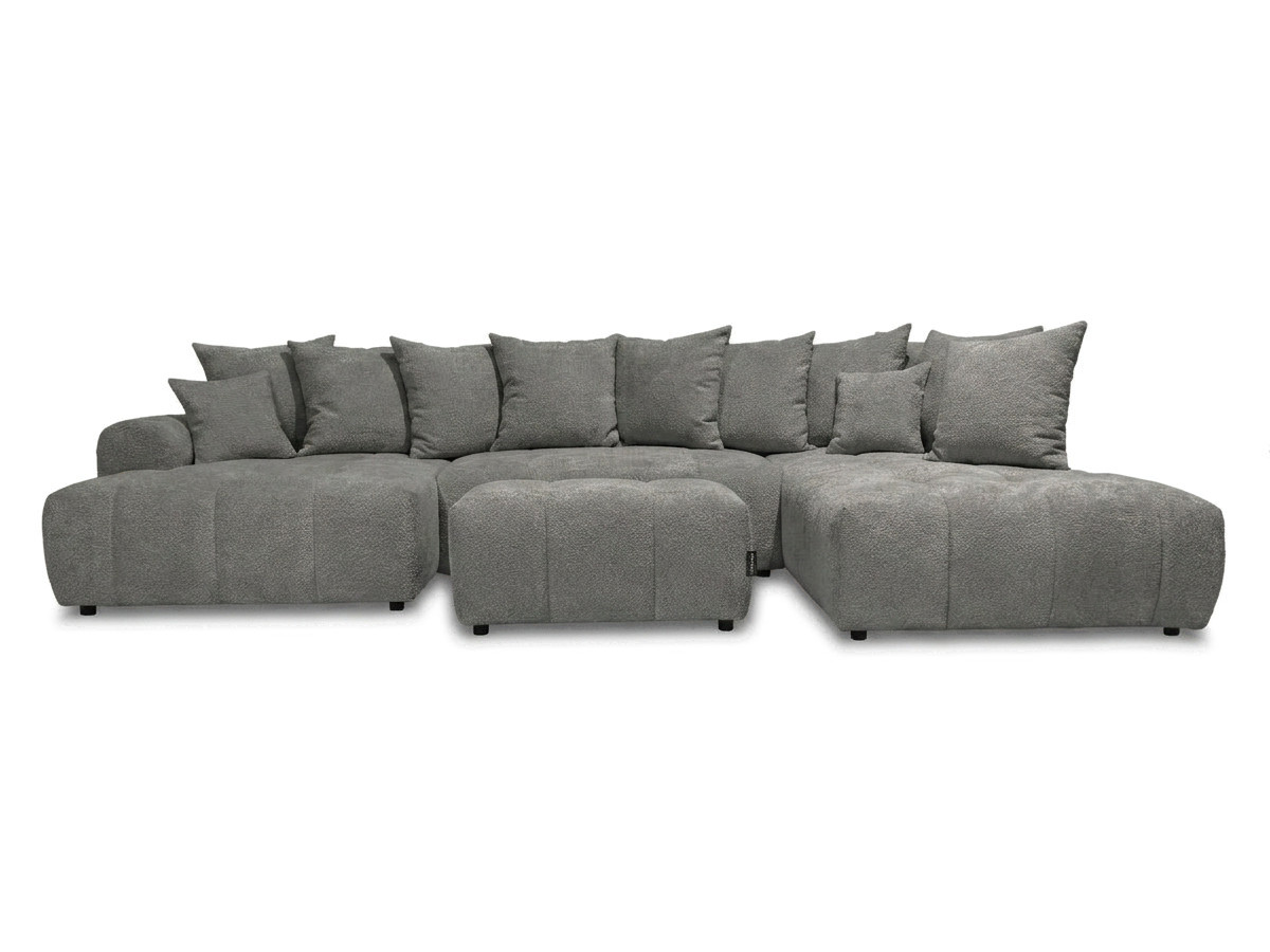 Bobochic Roxelane Wohnlandschaft mit Pouf Bouclé-Stoff Dunkelgrau Ecke links