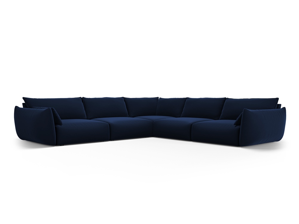 Cosmopolitan Design Symmetrisches Ecksofa Matera 7-Sitzer Samt Salvador Königsblau