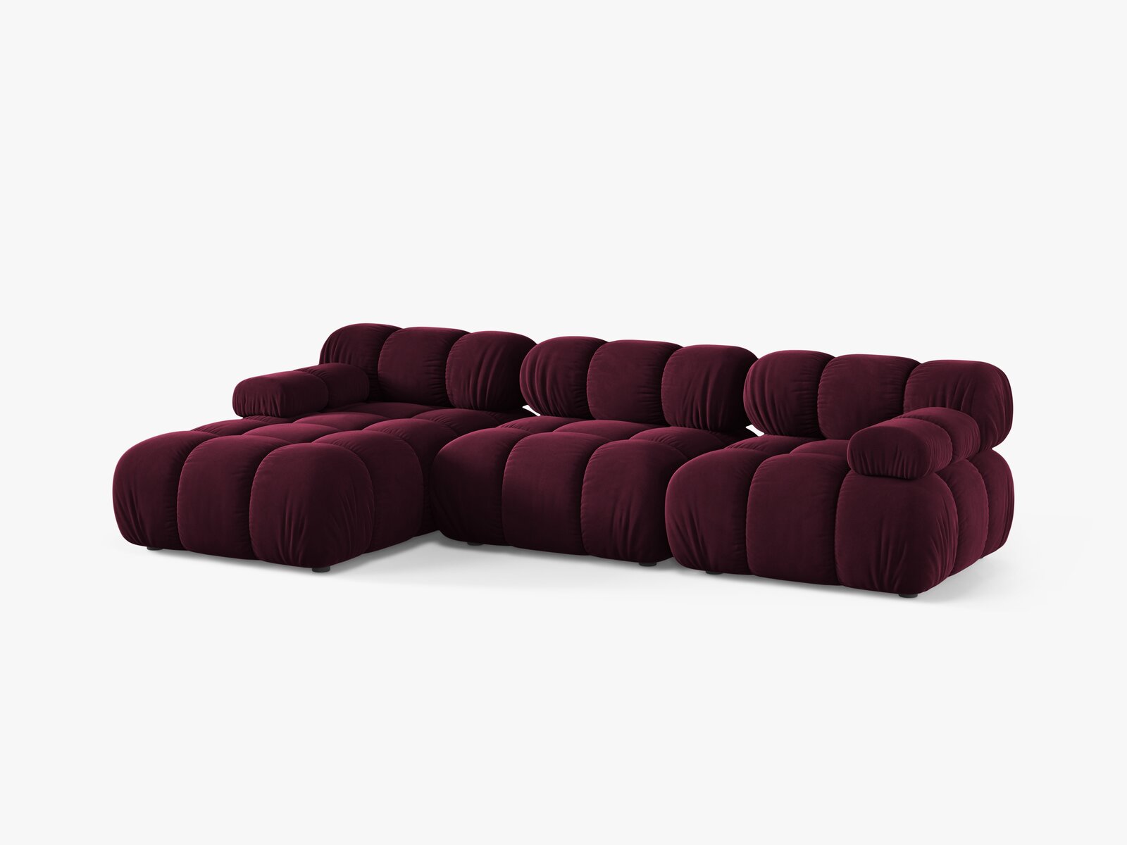 Micadoni Modulares Ecksofa Bellis 4-Sitzer Links Samt Venus Burgunder