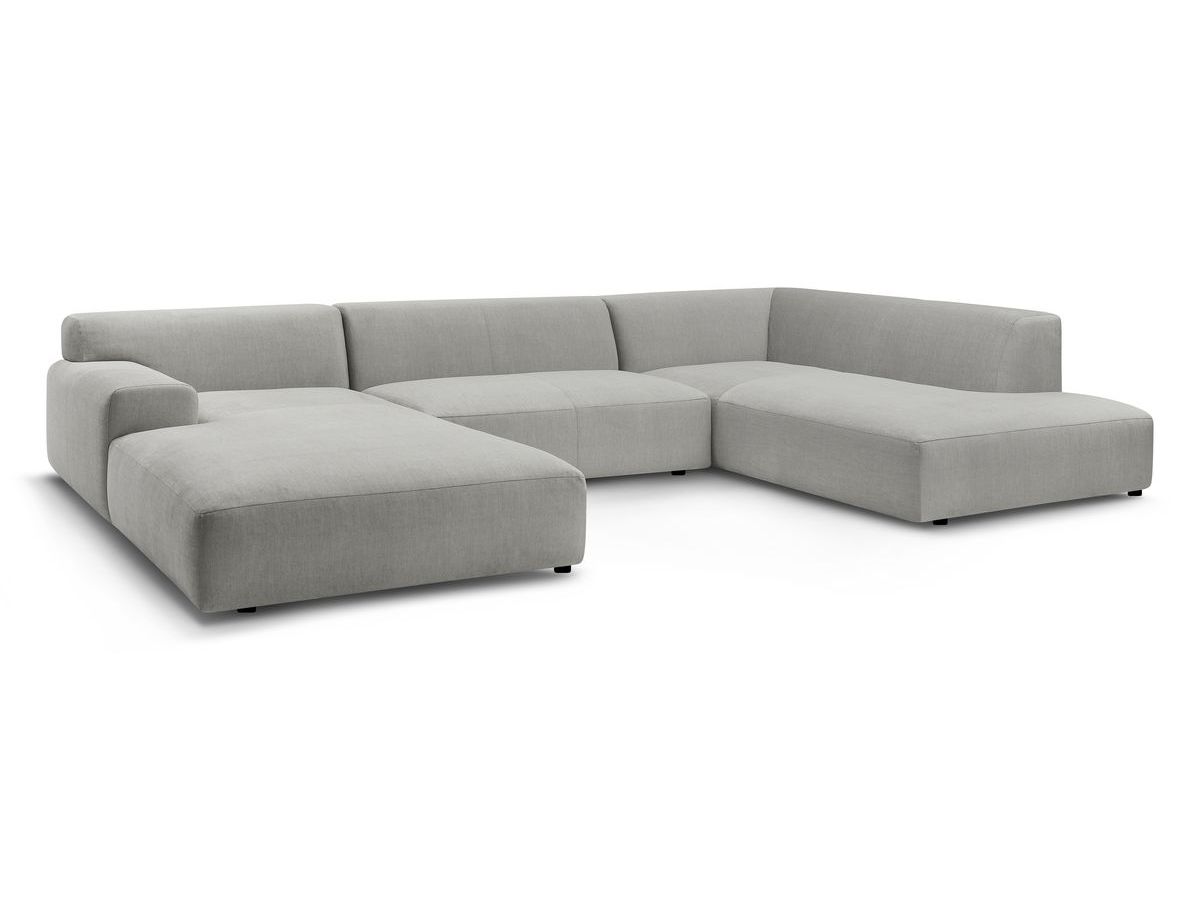 Bobochic Lavena Wohnlandschaft 359 × 220 cm Samt Hellgrau Ecke links