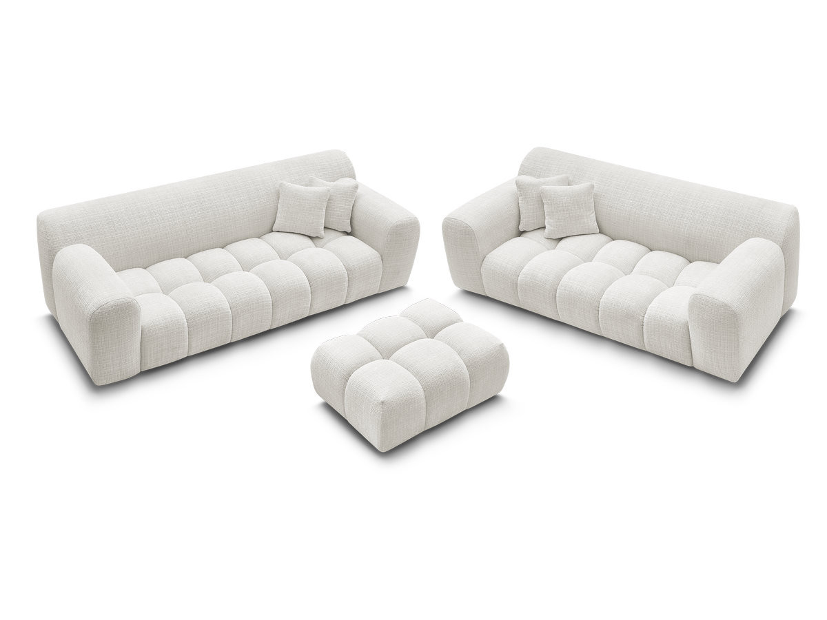 Bobochic Melisse Sofa 5-Sitzer mit Pouf Strukturstoff Weiß