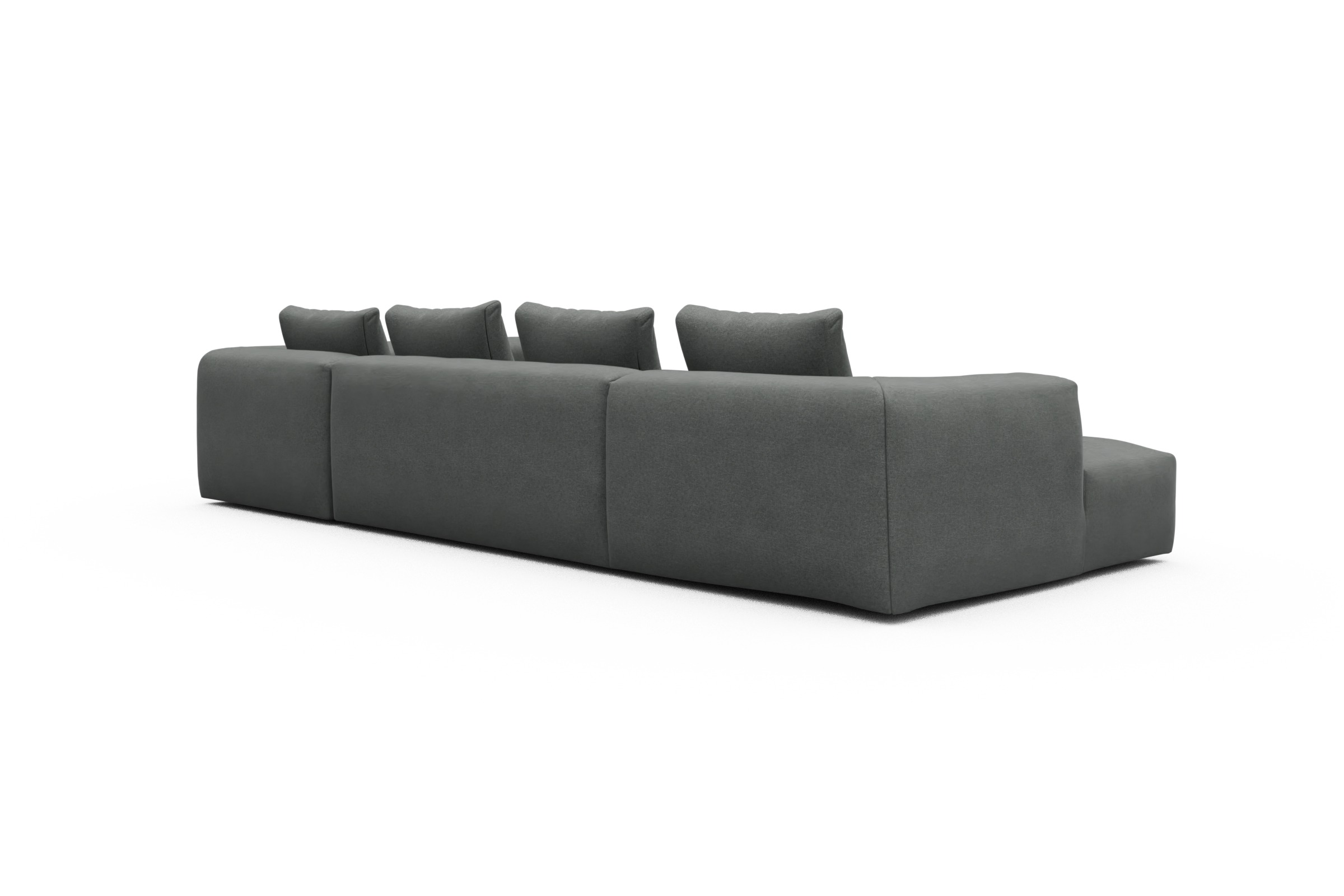 Wohnlandschaft Fred Chaiselongue links mit 2-Sitzer und lange Armlehne rechts Satya-Steel