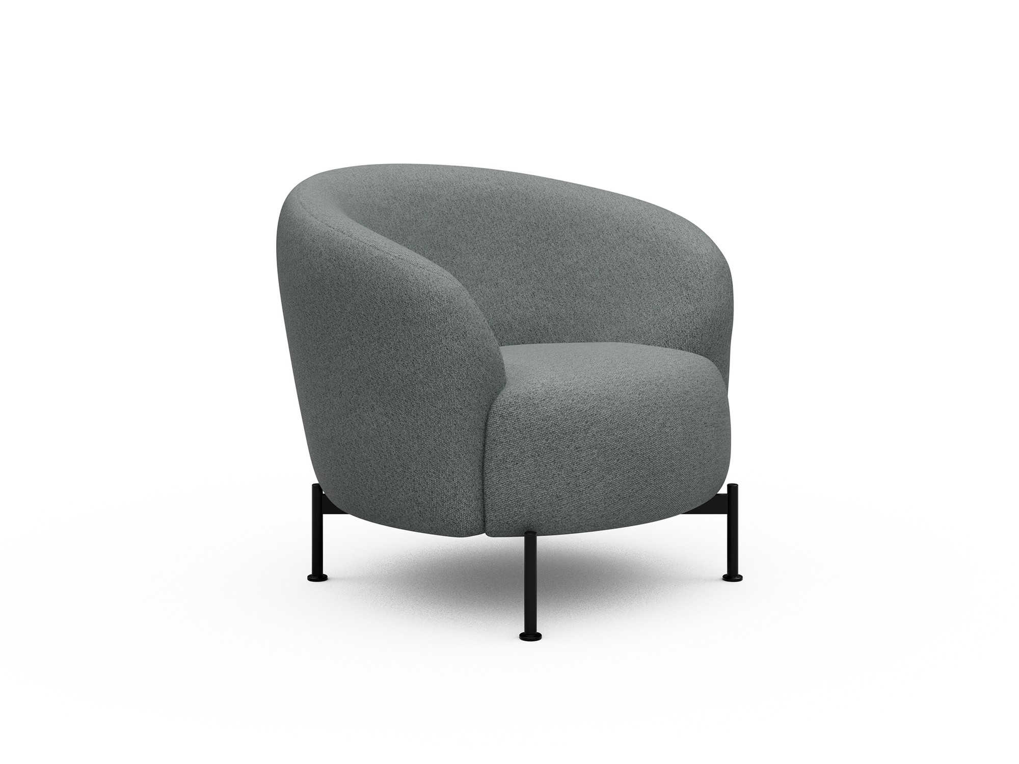Sessel Ronda X-Metallgestell Schwarz Strukturierter Stoff Denari 485-Soft-Grey