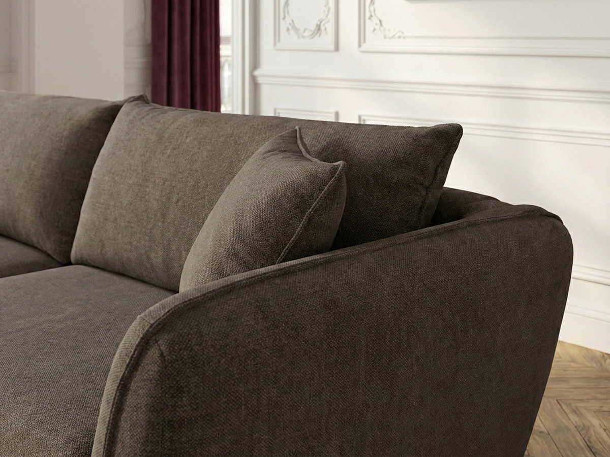 Bobochic Luigi Ecksofa mit Pouf Strukturstoff Taupe Ecke links