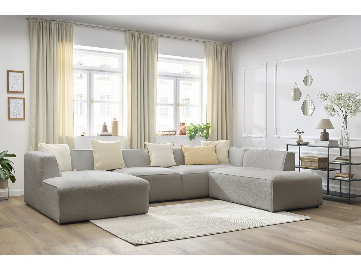 Bobochic Megeve Wohnlandschaft Bouclé-Stoff Hellgrau Ecke links