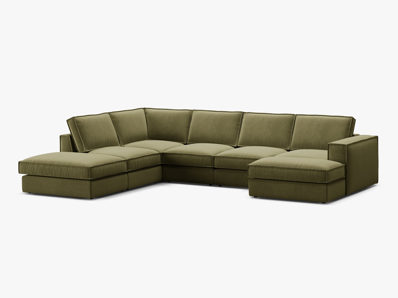 Micadoni modulares Panorama Ecksofa Pola 5-Sitzer Links Samt Salvador Grün