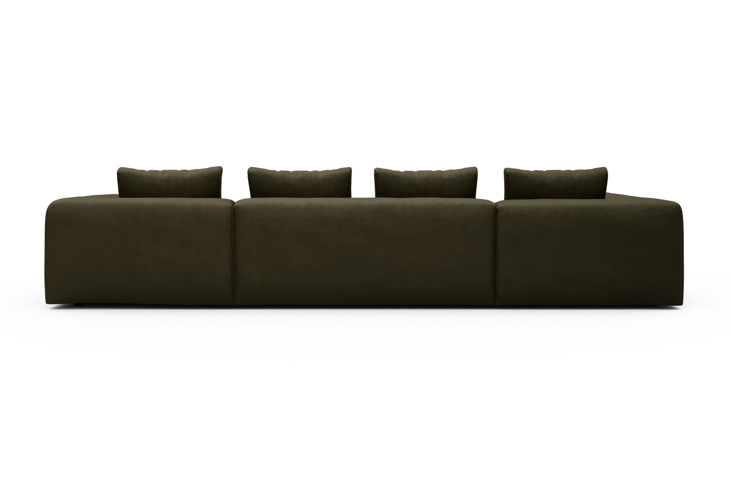 Wohnlandschaft Fred Relax-Ecke links mit 2-Sitzer und Chaiselongue rechts Kord Cordufine 316-Pine-Green