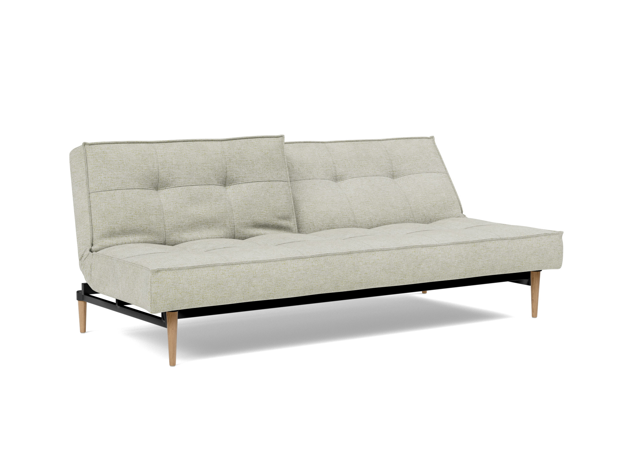 Schlafsofa Splitback Flachgewebe Avella 280-Sand Beine Styletto Eiche hell