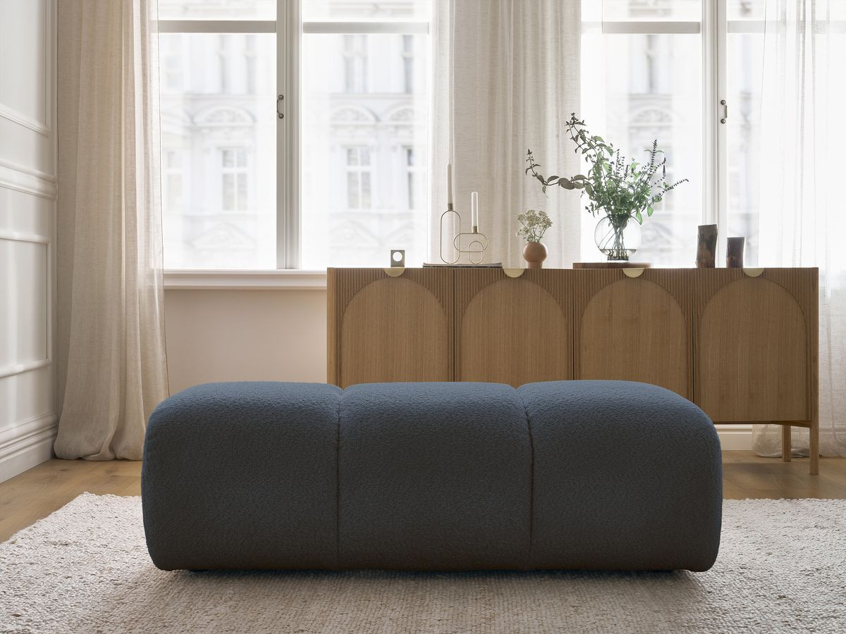 Bobochic Pamira Pouf Bouclé-Stoff Dunkelblau