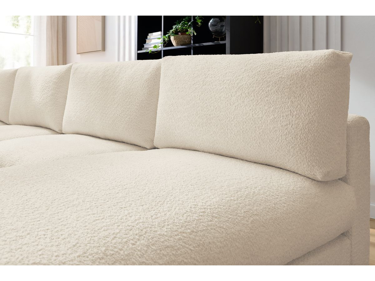Bobochic Paris Ecksofa mit Pouf 369 × 262 cm Bouclé-Stoff Beige