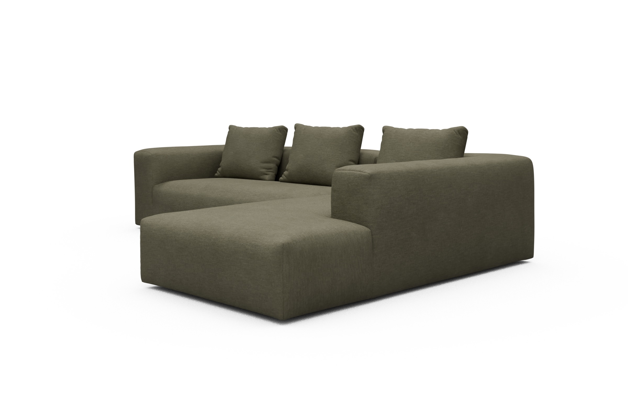 Ecksofa Fred Relax-Ecke rechts mit 2,5-Sitzer Vivus-Dusty-Olive