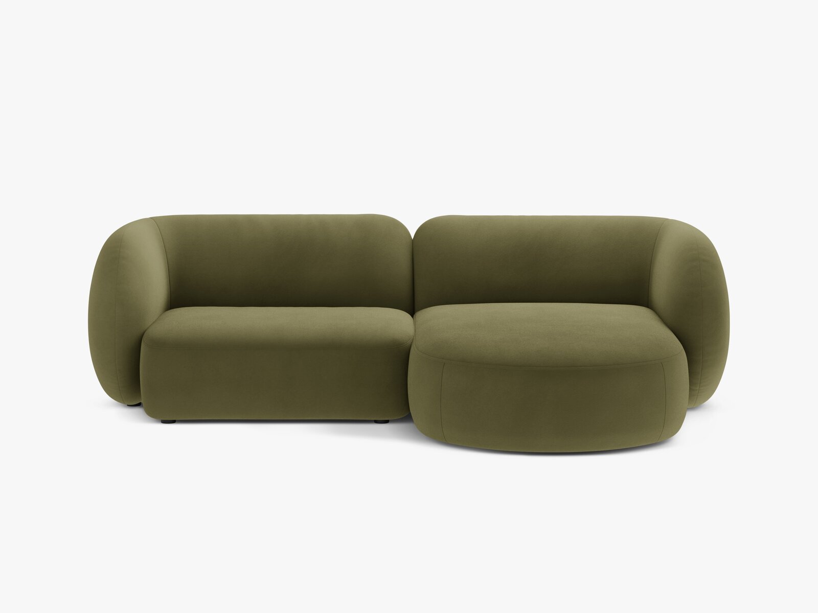 Micadoni Ecksofa Kate 2-Sitzer Rechts Samt Grün
