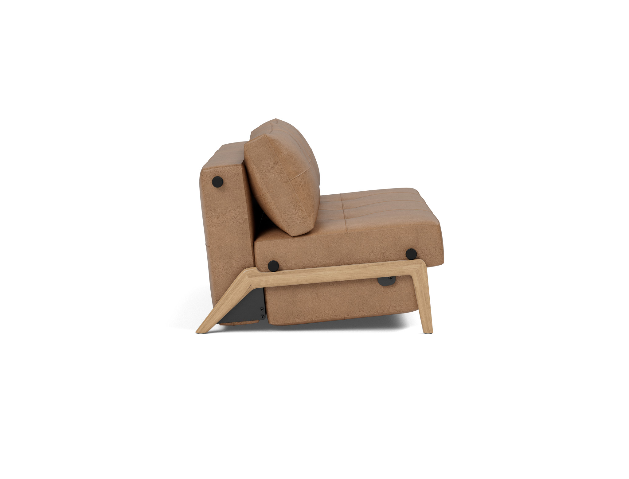 Schlafsofa Cubed 140 Lederoptik Faunal 551-Brown Beine Eiche