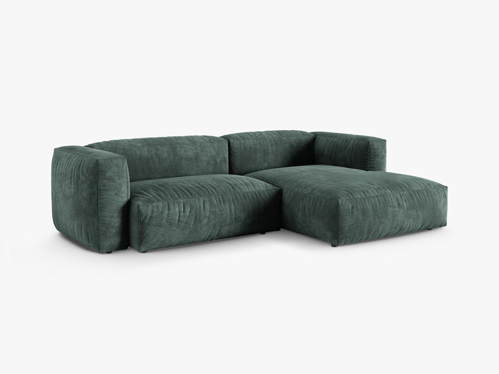Micadoni Ecksofa Martina 2-Sitzer 90cm Sitztiefe Rechts Samt Vogue Petrol