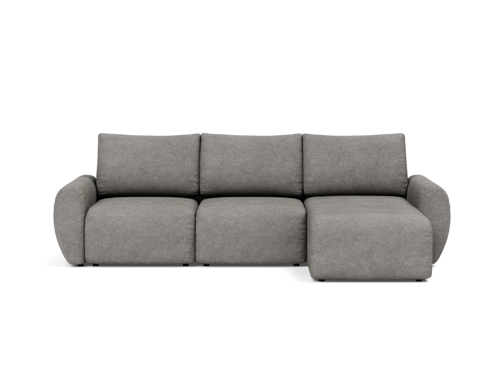Schlafsofa Norum mit Chaiselongue und Curve-Armlehnen Flachgewebe Avella 282-Warm-Grey